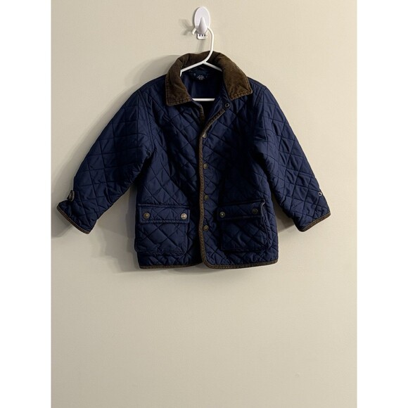 Polo Ralph Lauren Quilted Toddler Jacket Size 2T Corduroy Collar Navy Blue Chore - Picture 1 of 7